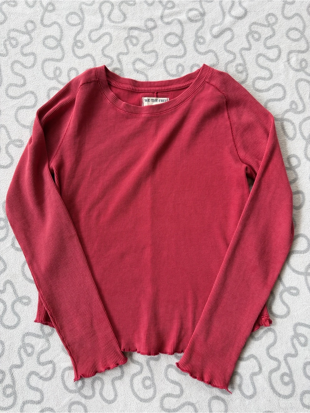 We The Free Red Easy Does It Long Sleeve Tee